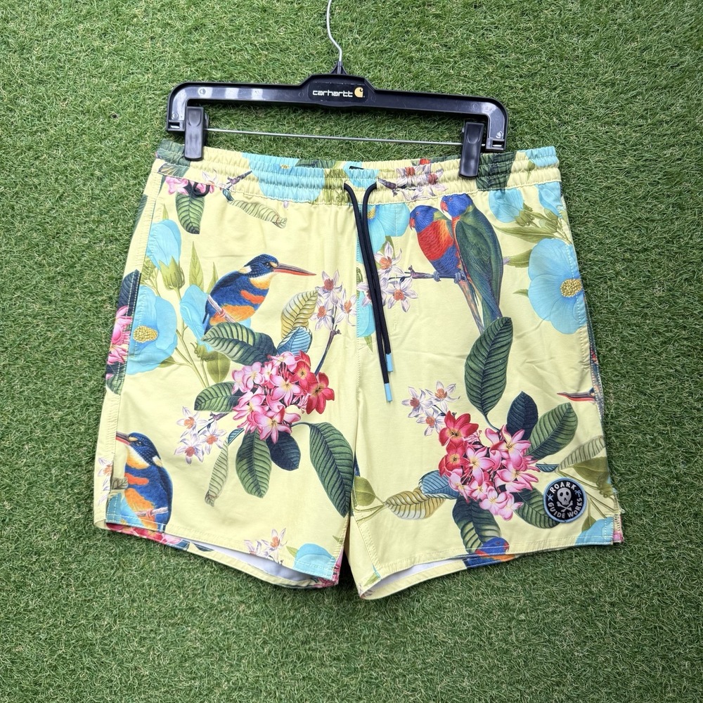 Roark Revival Chiller Board Shorts Mens Medium Multicolor Leaf Swim Beach Floral